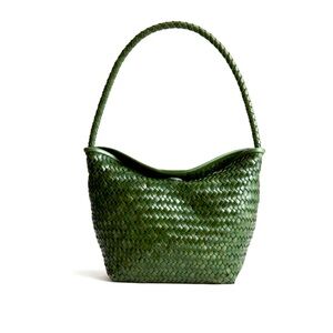 New Madewell Handwoven Shoulder Bag Golf Green NWT Leather Woven Purse